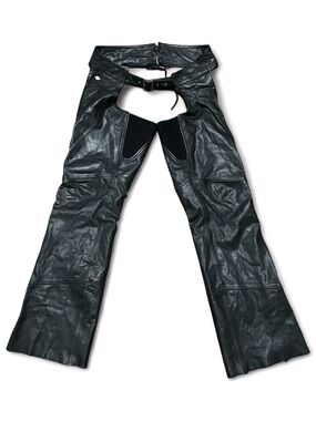 Harley-Davidson Black Leather Motorcycle Chaps with Belt